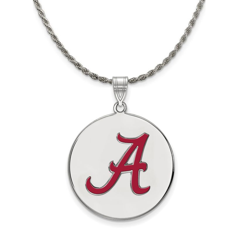 Sterling Silver U. Of Alabama Xl Enamel 'A' Disc Necklace - 22 Inch